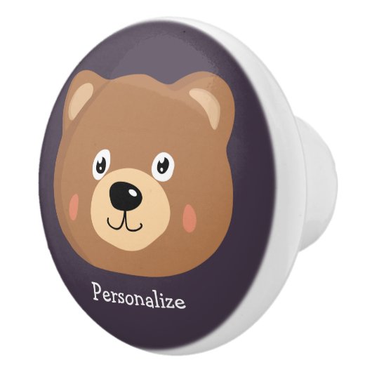 Cute Kind Teddy Bear Cartoon Brown Beer Keramische Knop (Rechts)