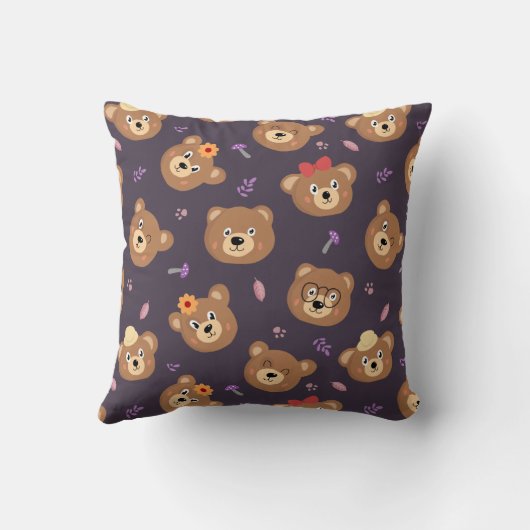 Cute Kind Teddy Bear Cartoon Brown Beer personalis Kussen (Achterkant)