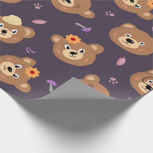 Cute Kind Teddy Bear Decorative Pattern Gift Cadeaupapier (Hoek)