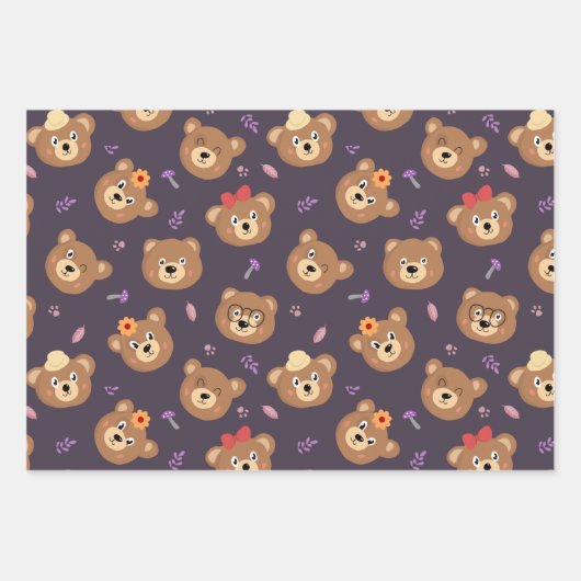 Cute Kind Teddy Bear Decorative Pattern Inpakpapier Vel (Voorkant)