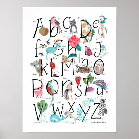 Cute kinder ABC Alphabet | Kinderwandkunst Poster (Voorkant)