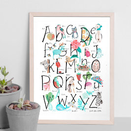 Cute kinder ABC Alphabet | Kinderwandkunst Poster