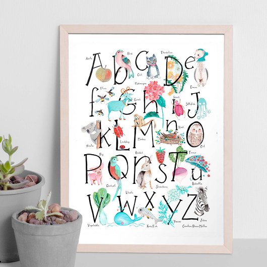Cute kinder ABC Alphabet | Kinderwandkunst Poster