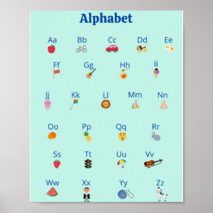 Cute kinder ABC Alphabet Poster   Kinderwandkunst