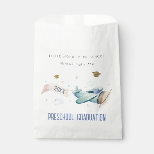 Cute Kinder Airplane Sky Stars Preschool Afstudere Bedankzakje (Voorkant)