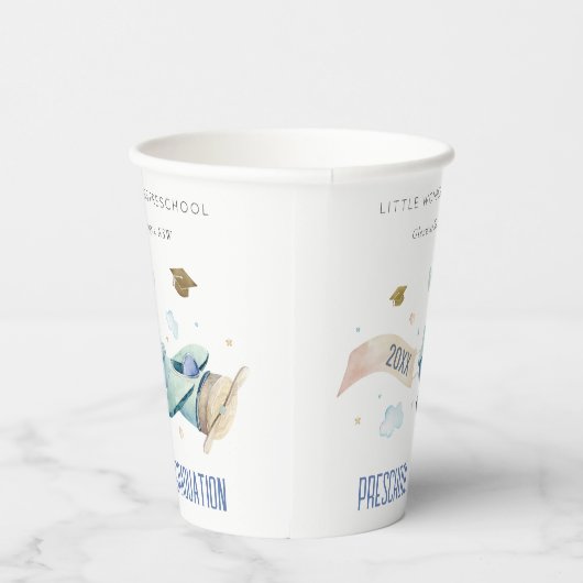 Cute Kinder Airplane Sky Stars Preschool Afstudere Papieren Bekers (Rechts)