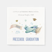 Cute Kinder Airplane Sky Stars Preschool Afstudere Servet (Voorkant)