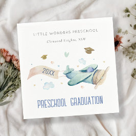 Cute Kinder Airplane Sky Stars Preschool Afstudere Servet