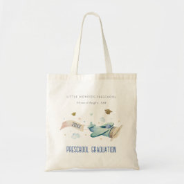 Cute Kinder Airplane Sky Stars Preschool Afstudere Tote Bag