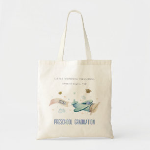 Cute Kinder Airplane Sky Stars Preschool Afstudere Tote Bag