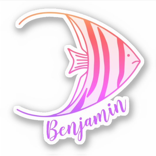 Cute Kinder Angel Fish Sticker Name Sticker (Voorkant)