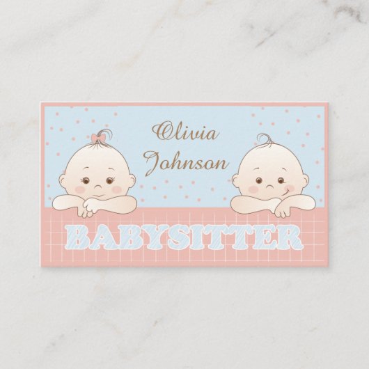 Cute Kinder Babysitter Pastel Color Visitekaartje (Voorkant)