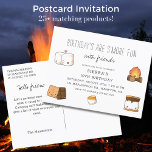 Cute Kinder Backyard S'Mores Bonfire Birthday Part Uitnodiging Briefkaart<br><div class="desc">De zomerverjaardag is de beste! Viel de verjaardag van een kind buiten rond een vuurtje terwijl je gooiachtige marshmallows maakt. Verjaardag is leuker met vrienden. Cute chocolade bar, grahams, marshmallows, campfire en s'mores design. Op de achterkant kunt u persoonlijke instructies achterlaten en nog veel meer. Nu verkrijgbaar in betaalbare briefkaarten....</div>
