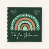 Cute Kinder Boho Rainbow op Green Notitieboek (Voorkant)