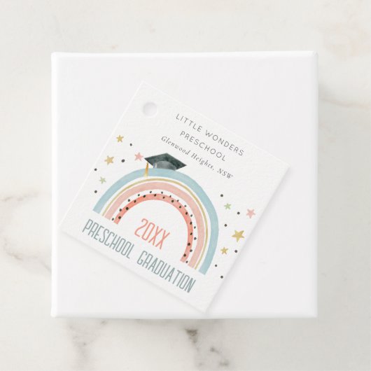 Cute Kinder Boho Rainbow Stars Preschool Afstudere Bedankjes Labels (In situ)