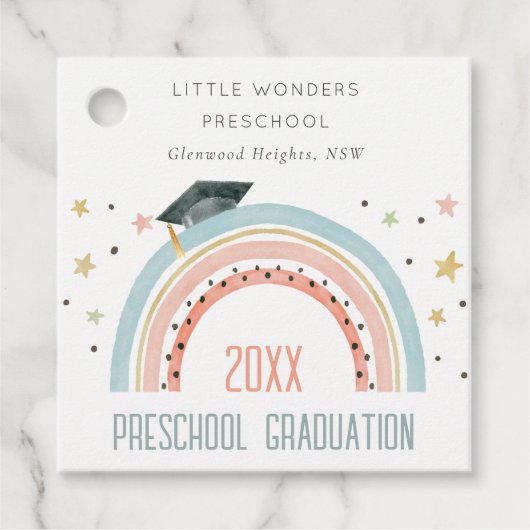 Cute Kinder Boho Rainbow Stars Preschool Afstudere Bedankjes Labels (Voorkant)