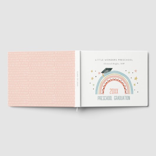 Cute Kinder Boho Rainbow Stars Preschool Afstudere Gastenboek (Volledig)