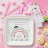 Cute Kinder Boho Rainbow Stars Preschool Afstudere Papieren Bordje (Feest)