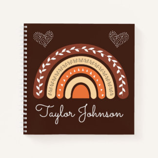 Cute Kinder Boho-regenboog op bruin Notitieboek