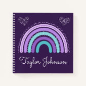 Cute Kinder Boho-regenboog op Paars Notitieboek (Voorkant)