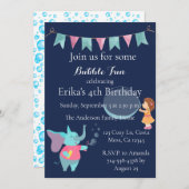 Cute Kinder Bubble Birthday Party Invitation Kaart (Voorkant / Achterkant)