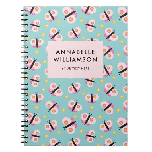 Cute Kinder Butterfly-patroon Notitieboek (Voorkant)