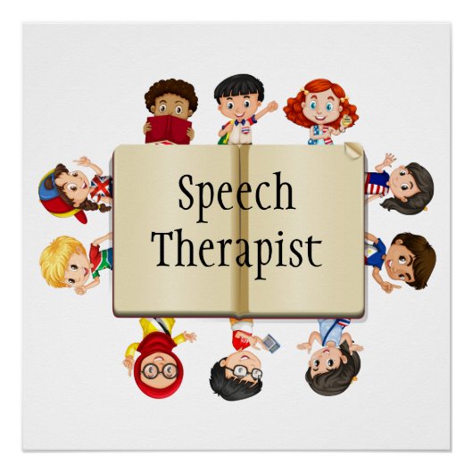 Cute Kinder Cartoon Book Speech Therapist Poster (Voorkant)