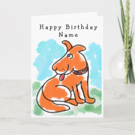 Cute Kinder Cartoon Dog Birthday Card Kaart