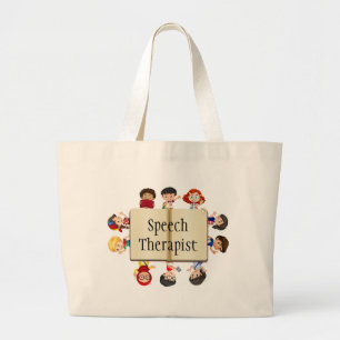 Cute Kinder Cartoon Speech Therapist Book Grote Tote Bag