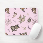Cute Kinder Cat Bat Spider Halloween Pattern Muismat (Met muis)