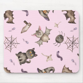 Cute Kinder Cat Bat Spider Halloween Pattern Muismat