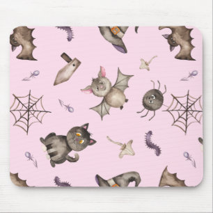 Cute Kinder Cat Bat Spider Halloween Pattern Muismat
