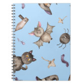 Cute Kinder Cat Bat Spider Halloween Pattern Notitieboek (Voorkant)