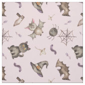 Cute Kinder Cat Bat Spider Halloween Pattern Stof (Swatch)