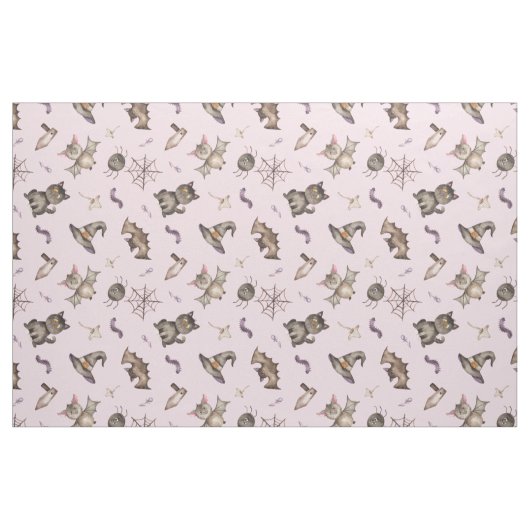 Cute Kinder Cat Bat Spider Halloween Pattern Stof (Fat Quarter)
