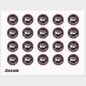Cute Kinder Cat & Paarse Glitter Happy Halloween Ronde Sticker (Vel)