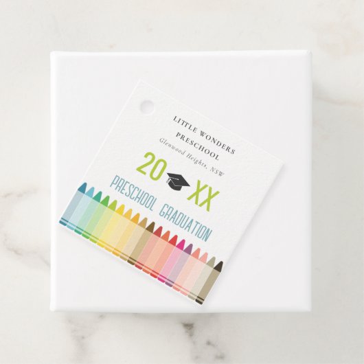 Cute Kinder Crayon Fun Rainbow Preschool Afstudere Bedankjes Labels (In situ)