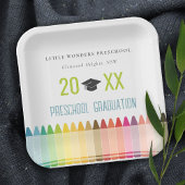 Cute Kinder Crayon Fun Rainbow Preschool Afstudere Papieren Bordje