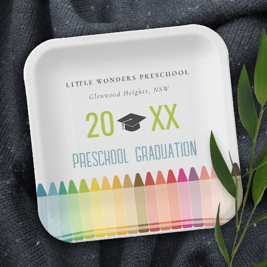 Cute Kinder Crayon Fun Rainbow Preschool Afstudere Papieren Bordje