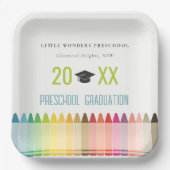 Cute Kinder Crayon Fun Rainbow Preschool Afstudere Papieren Bordje (Voorkant)