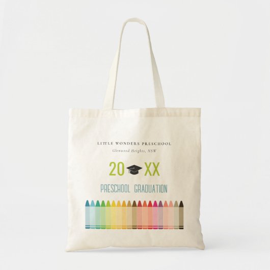 Cute Kinder Crayon Fun Rainbow Preschool Afstudere Tote Bag (Voorkant)