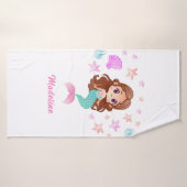 Cute Kinder Dark Hair Mermaid Badhanddoek (Badhanddoek)