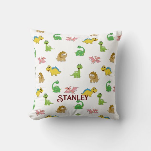 Cute Kinder Dinosaur Animal Pattern Waterverf Kussen (Voorkant)