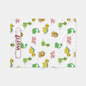 Cute Kinder Dinosaur Animal Pattern Waterverf Name Fleece Deken (Voorkant (Horizontaal))