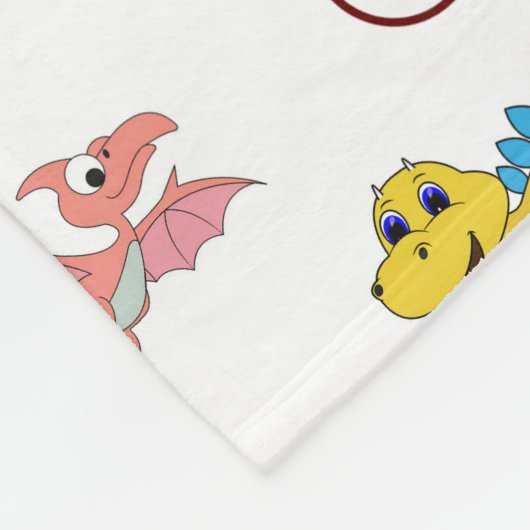 Cute Kinder Dinosaur Animal Pattern Waterverf Name Fleece Deken (Hoek)