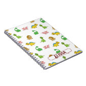 Cute Kinder Dinosaur Animal Pattern Waterverf Name Notitieboek (Rechterzijde)