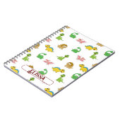 Cute Kinder Dinosaur Animal Pattern Waterverf Name Notitieboek (Linkerzijde)