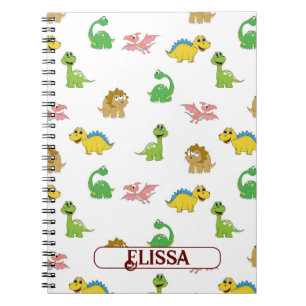 Cute Kinder Dinosaur Animal Pattern Waterverf Name Notitieboek