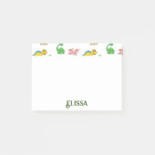 Cute Kinder Dinosaur Animal Pattern Waterverf Name Post-it® Notes (Voorkant)