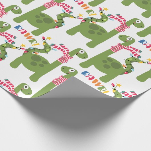 Cute Kinder Dinosaur-kerstinpakpapier Cadeaupapier (Hoek)